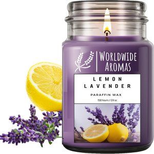 24 oz Hand Poured Lemon Lavender Scented Candle with 150 Hour Burn Time
